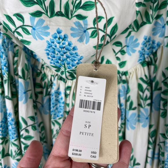 Anthropologie Let Me Be Long Sleeve Printed Midi Dress Blue Floral Size S Petite - Picture 5 of 15